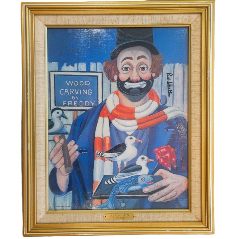 Red Skelton "The Wood Carver" numbered 595/5000 Signed framed art. Rare vintage